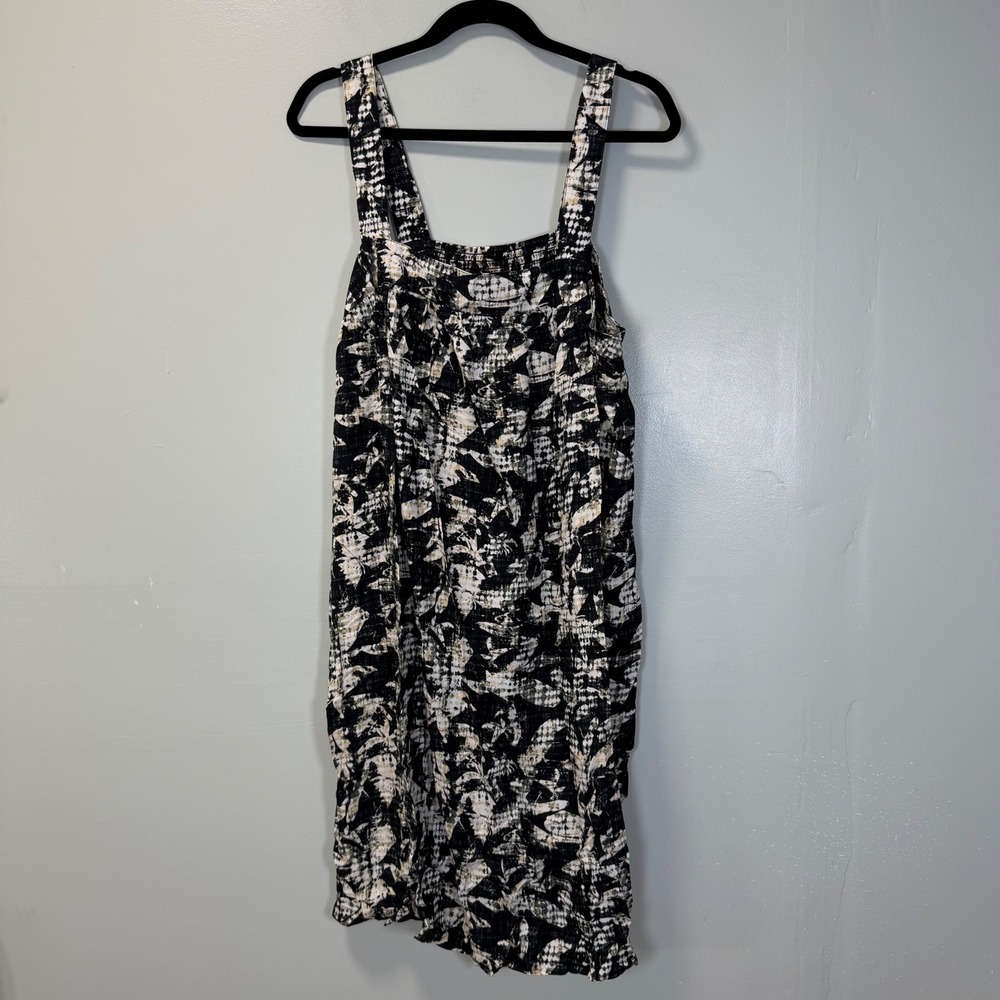 Breezies Intimately You Black White Abstract Print Sleep Dress Plus Size 1X